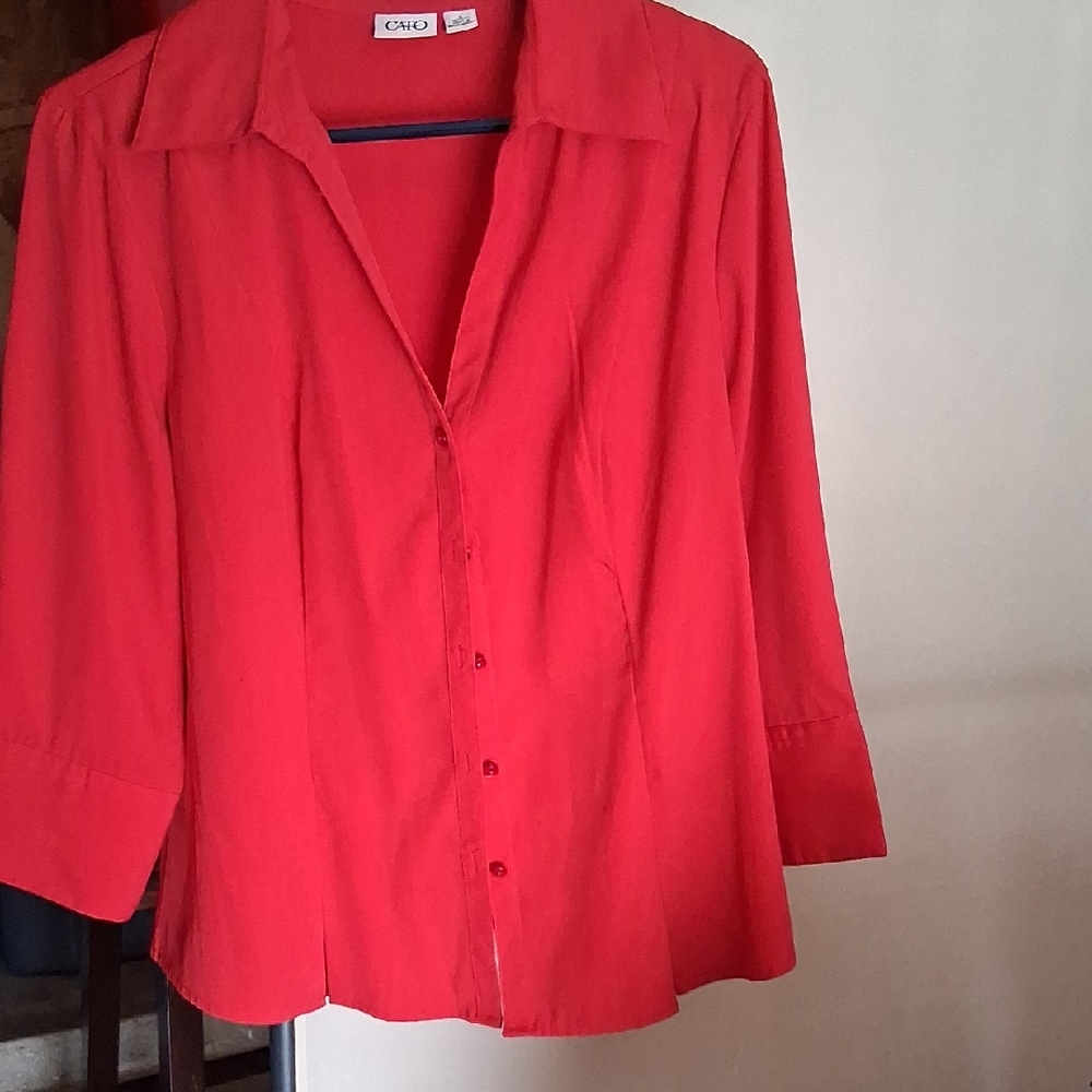 Cato Vibrant Red Button-Down Shirt